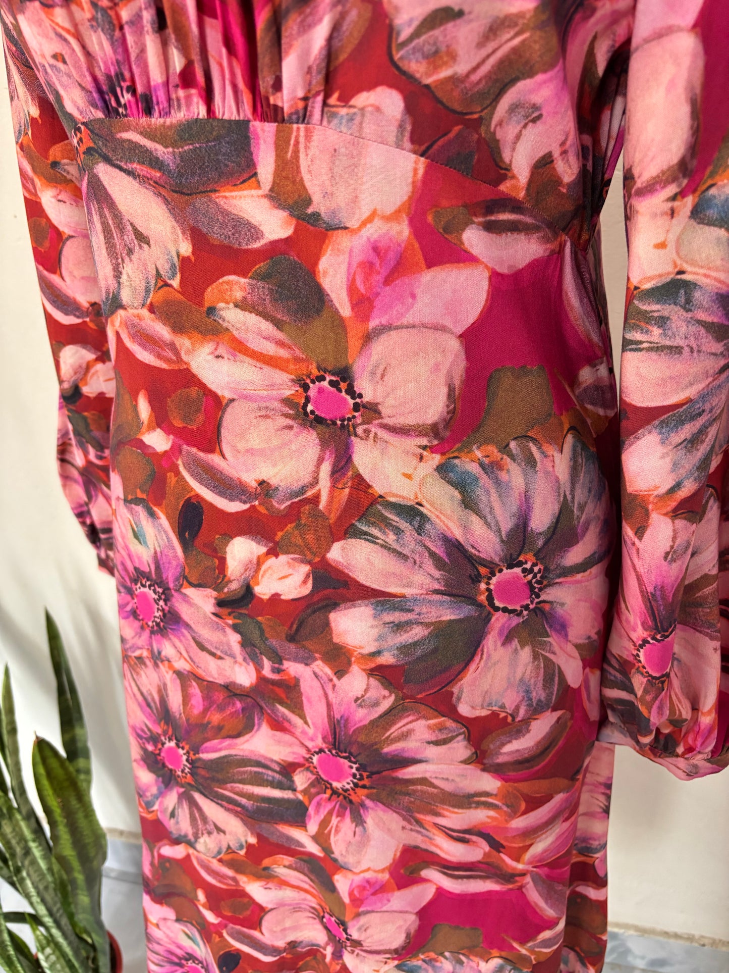 Pink floral full sleeve dress