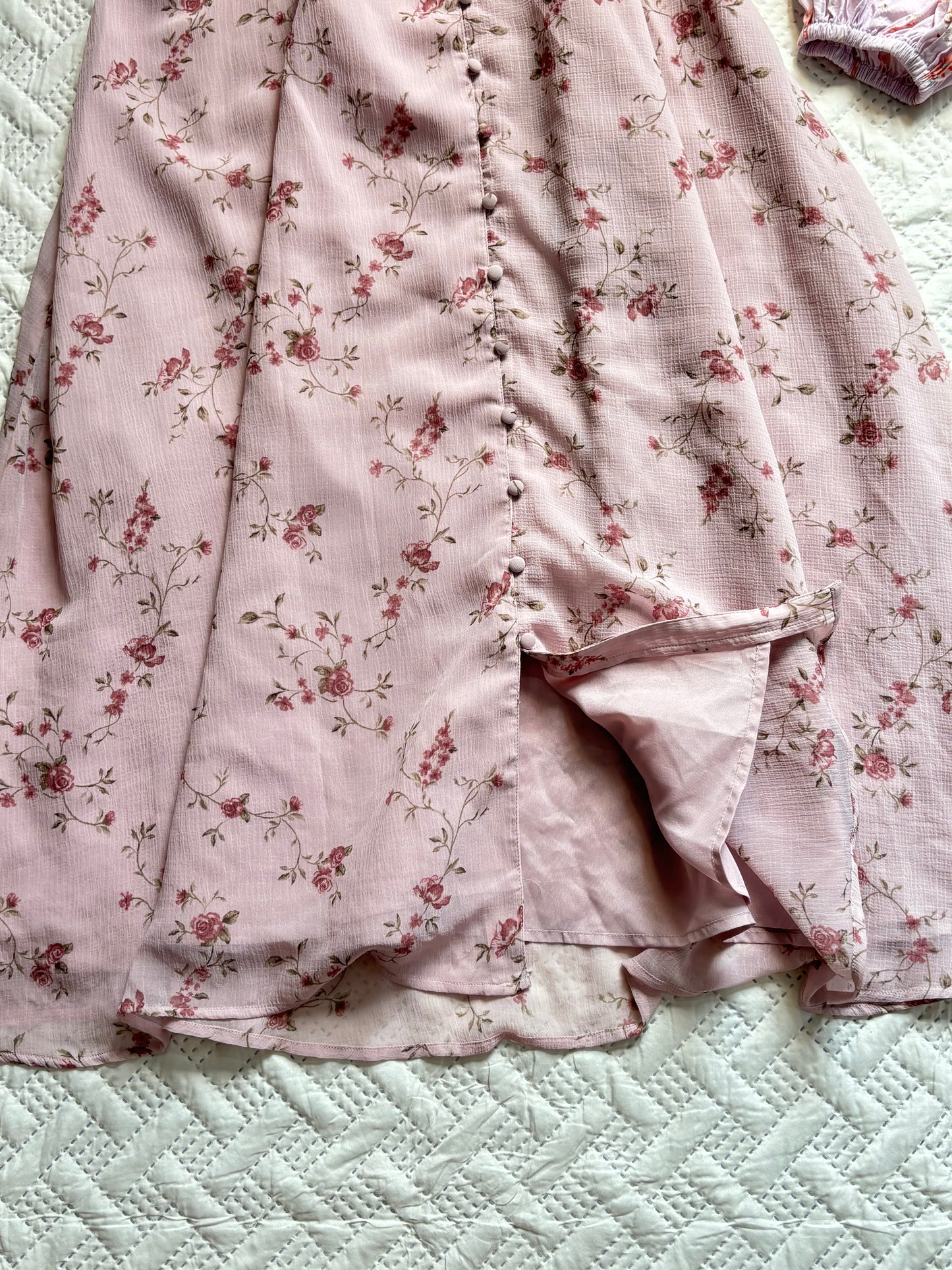 Dusty pink floral georgette flowy dress