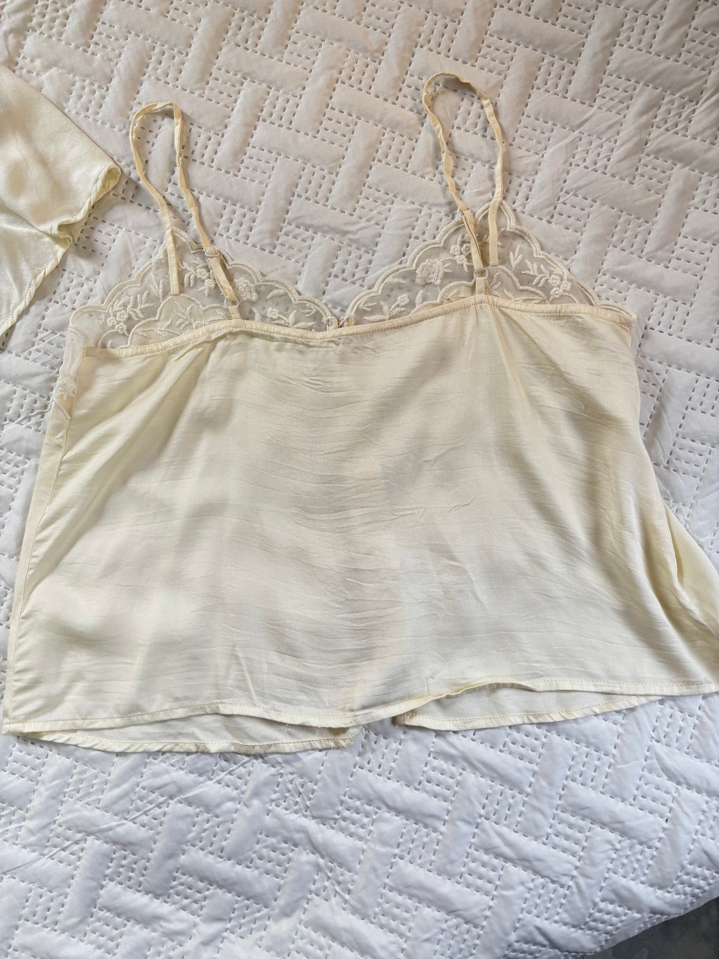 Beige lacey embroidered slip top (transparent buttons)