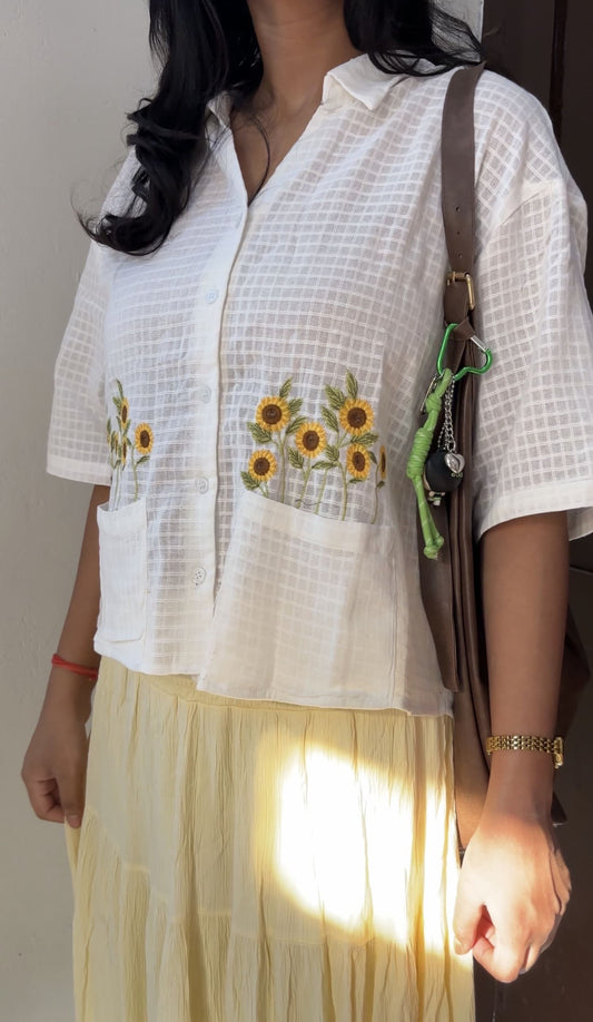 Sunflower embroidered cotton shirt