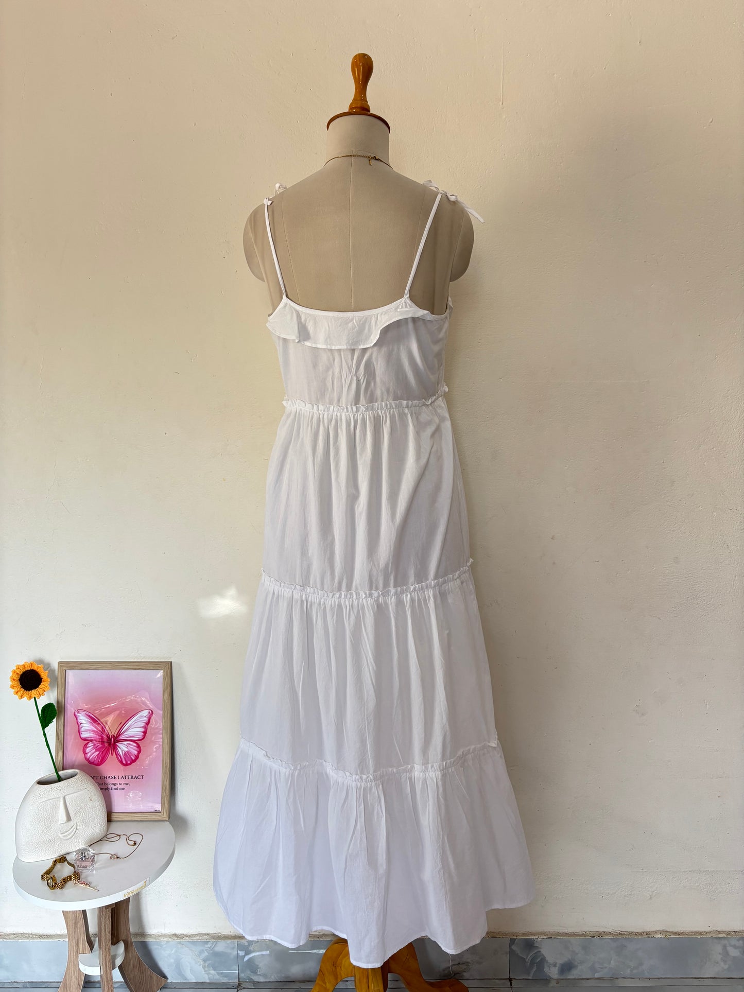 Cotton on White tiered tied up cotton maxi