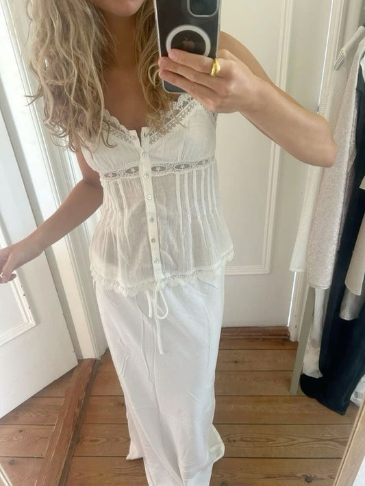 White lacey cotton cami top