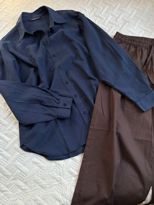 Navy blue linen shirt