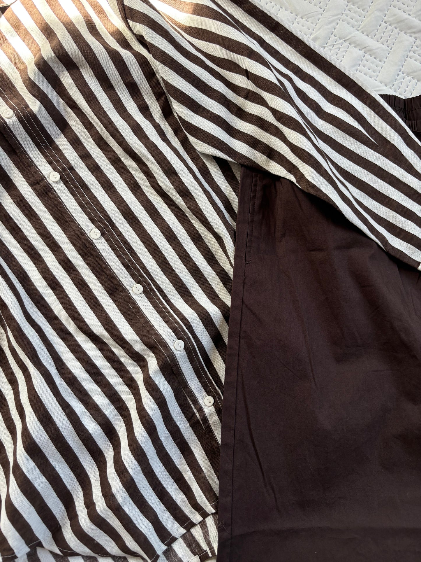 Brown linen striped shirt