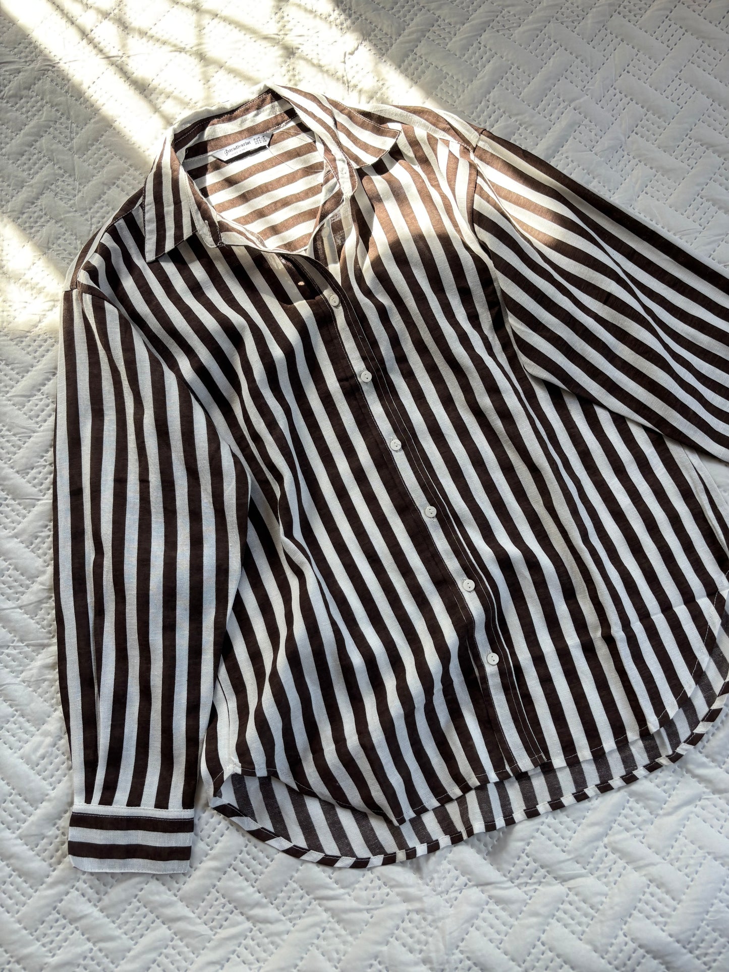 Brown linen striped shirt