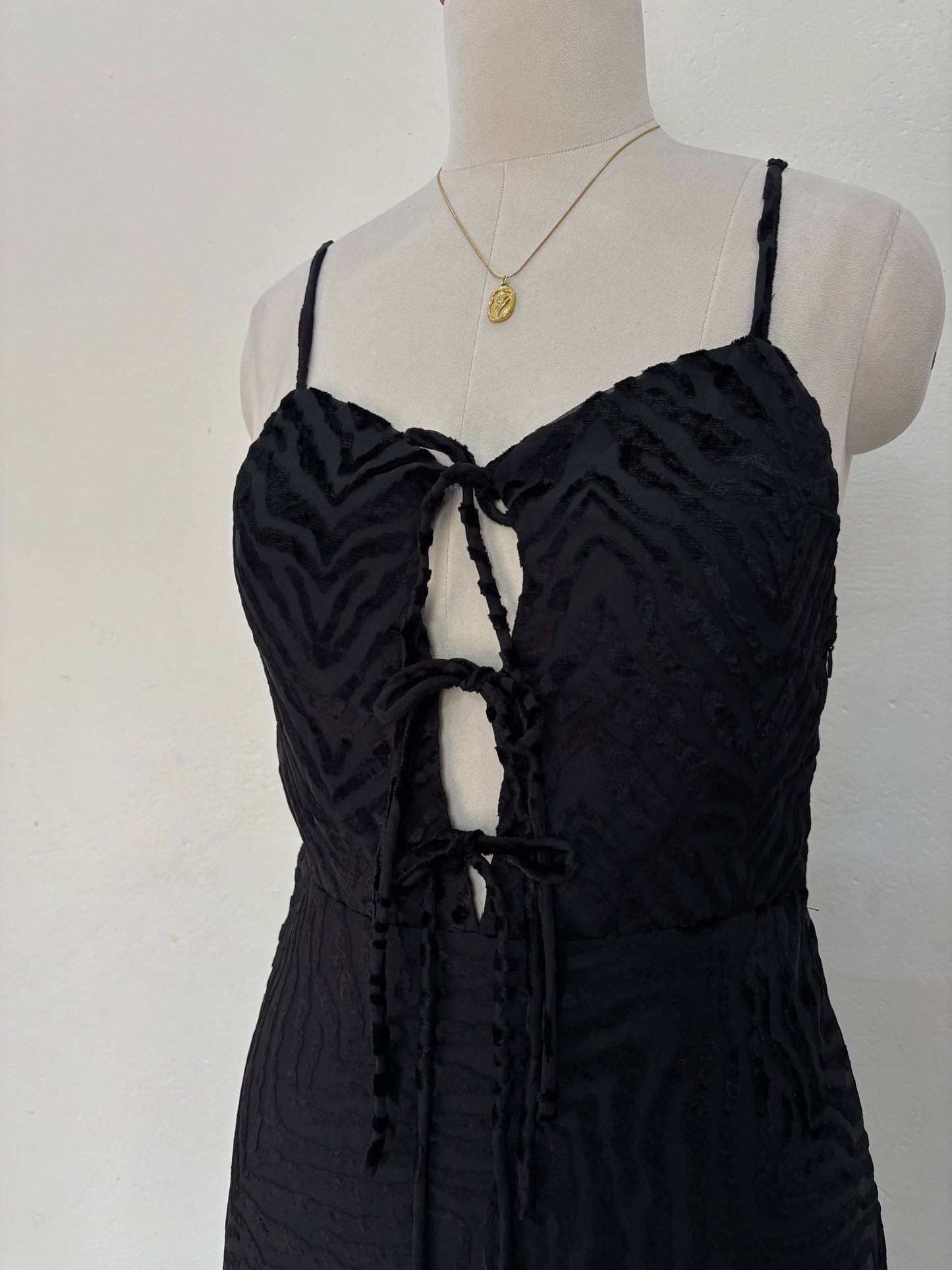 Black zebra print velvet textured dress