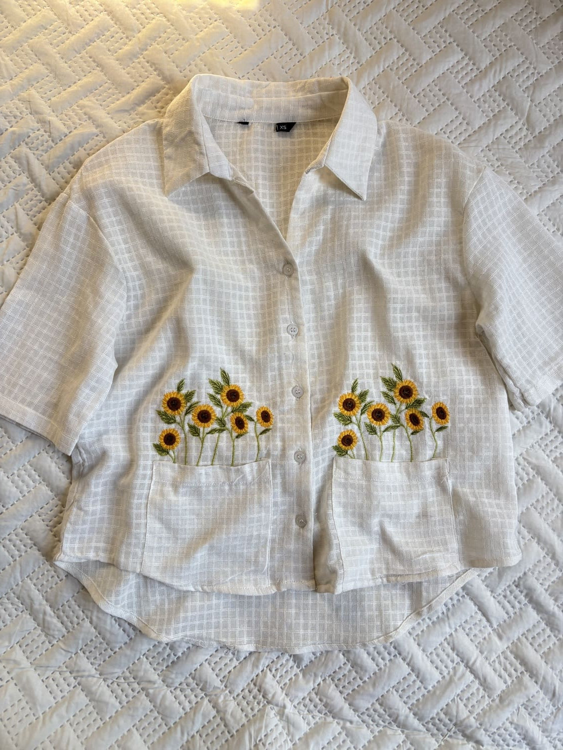 Sunflower embroidered cotton shirt
