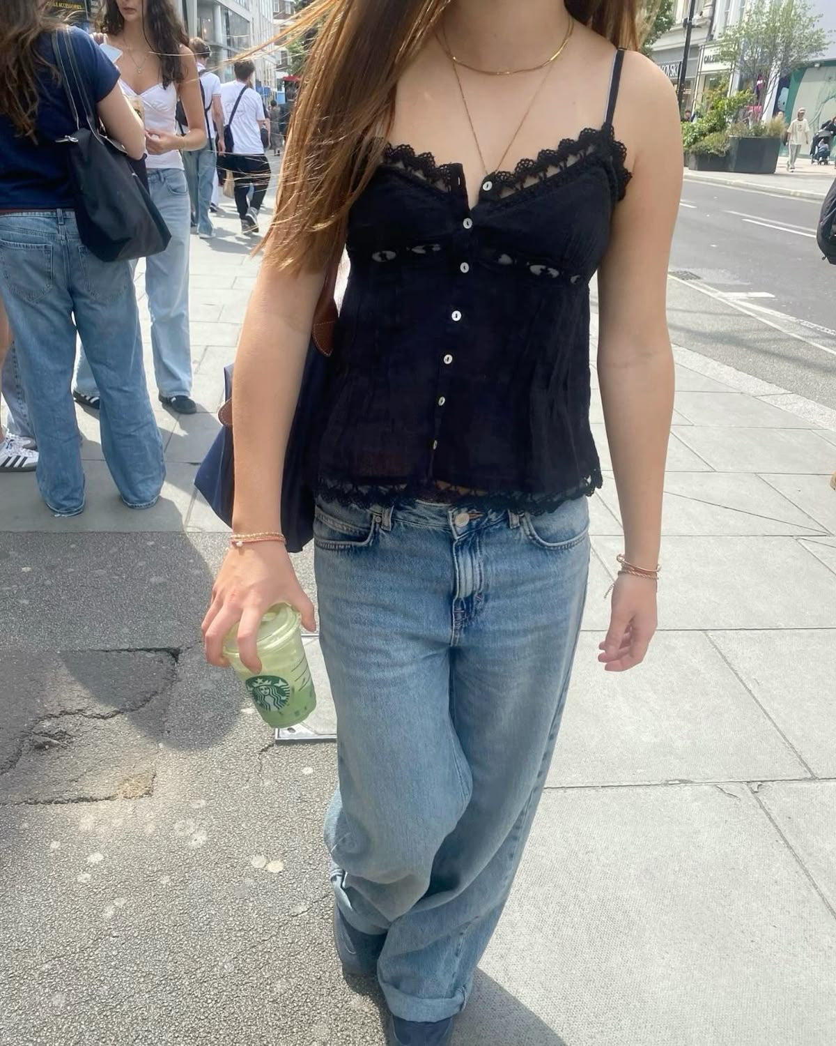 Black lace cami top