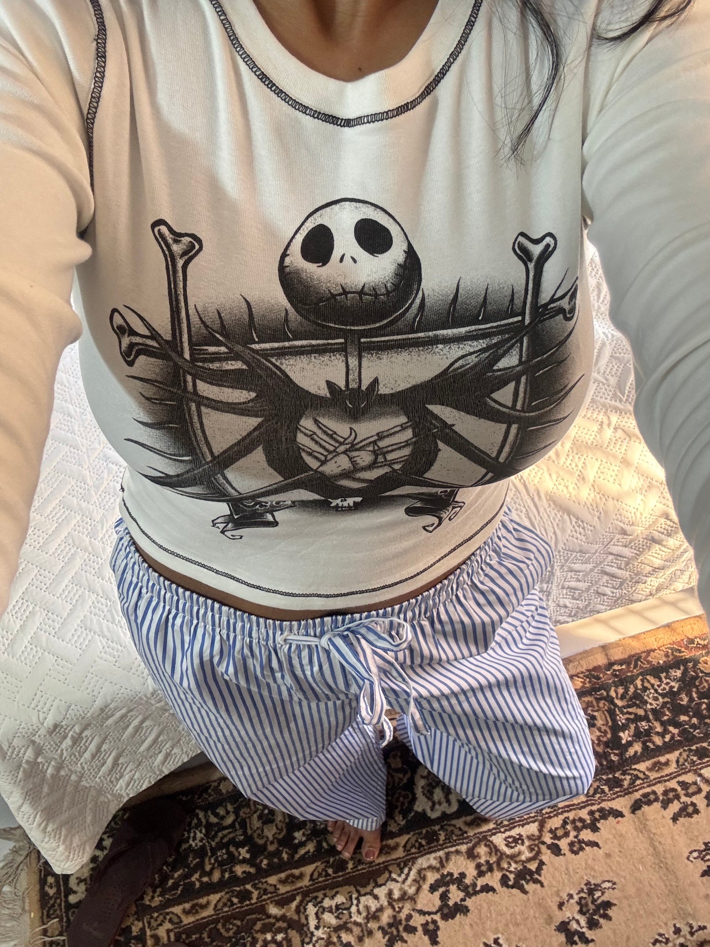 cute misfit love skull printed top