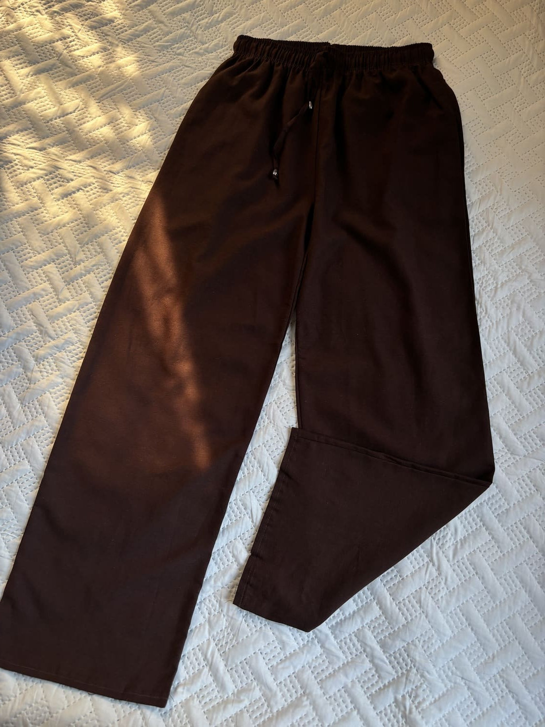 Dark brown linen blend trousers