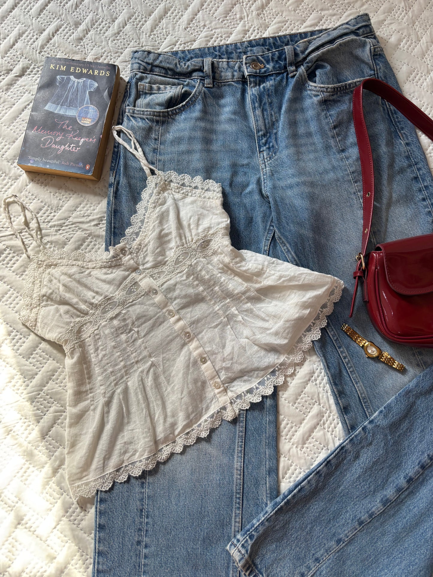 White lacey cotton cami top