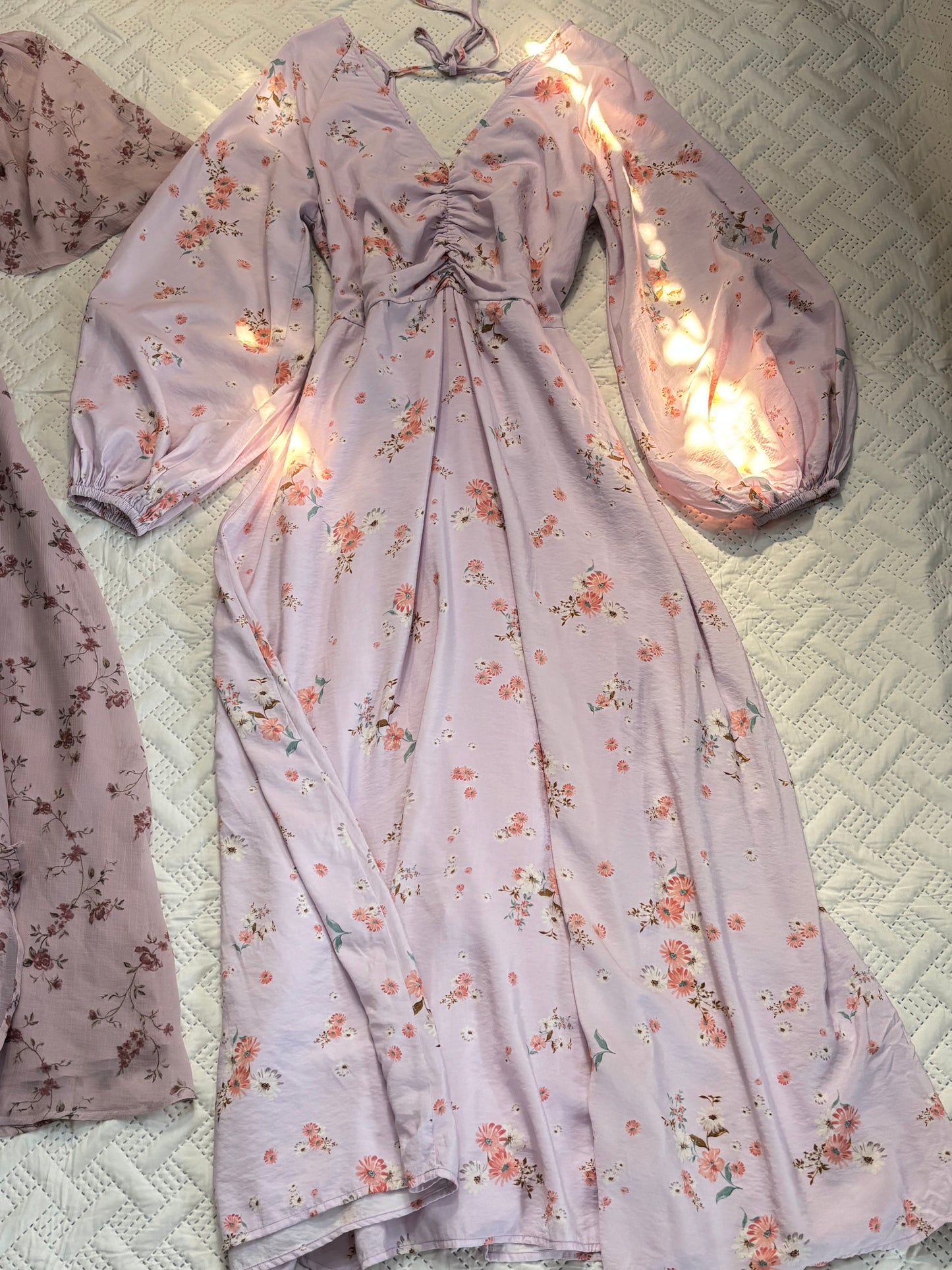 Lavender floral full sleeve maxi dress