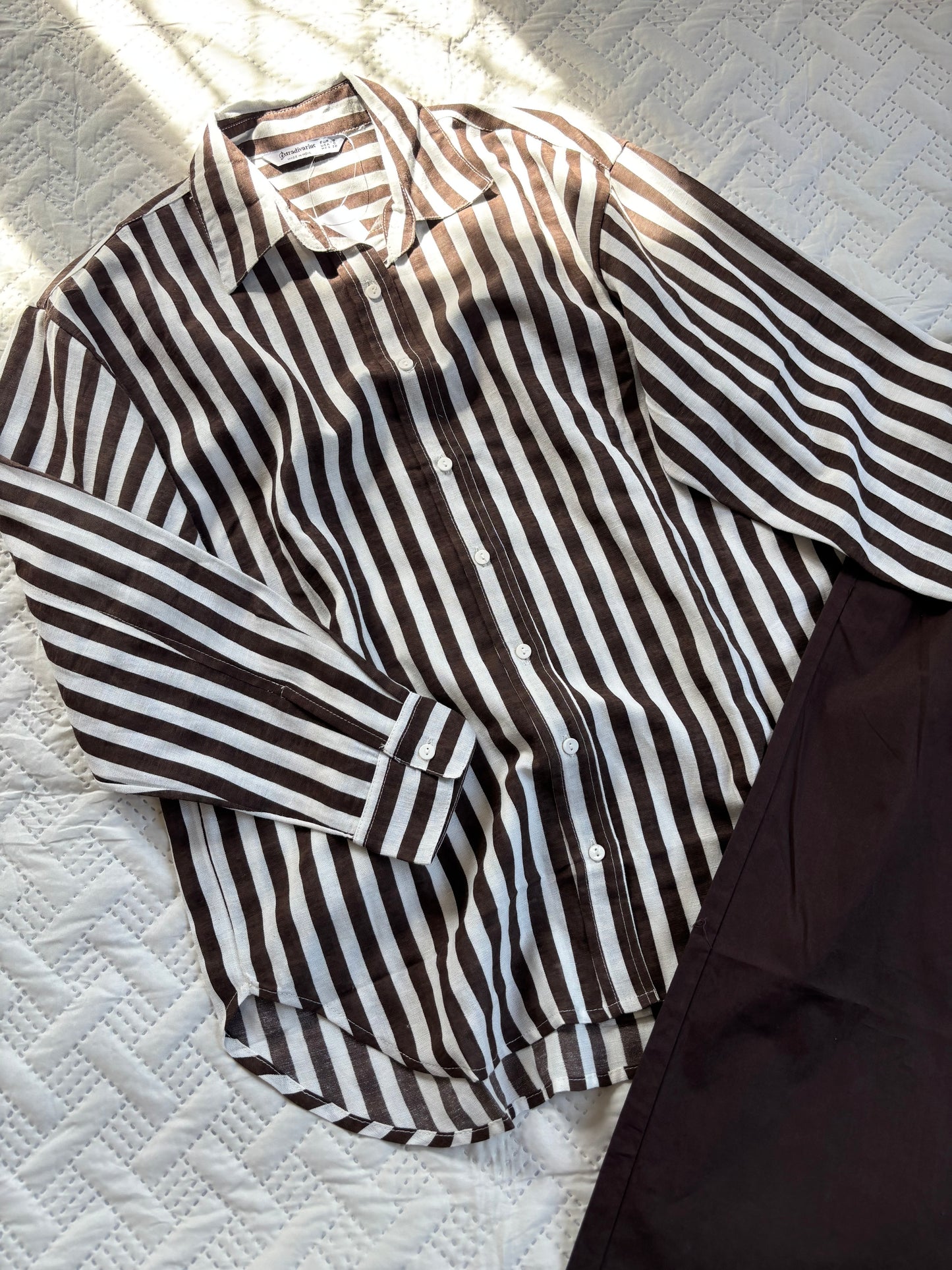 Brown linen striped shirt