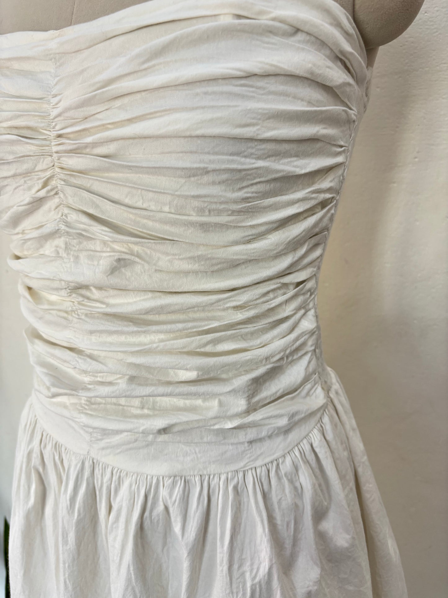 White ruched tiered dress