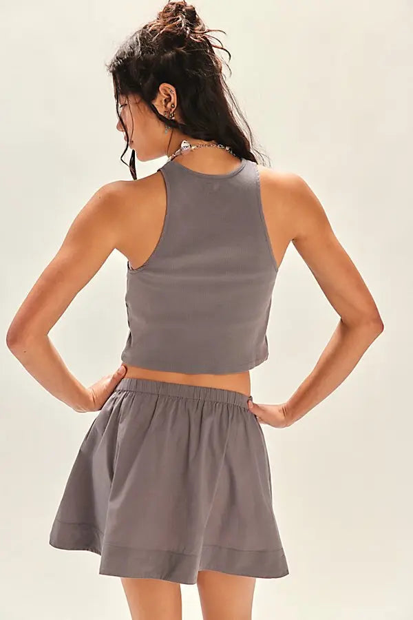Grey mini skirt with pockets