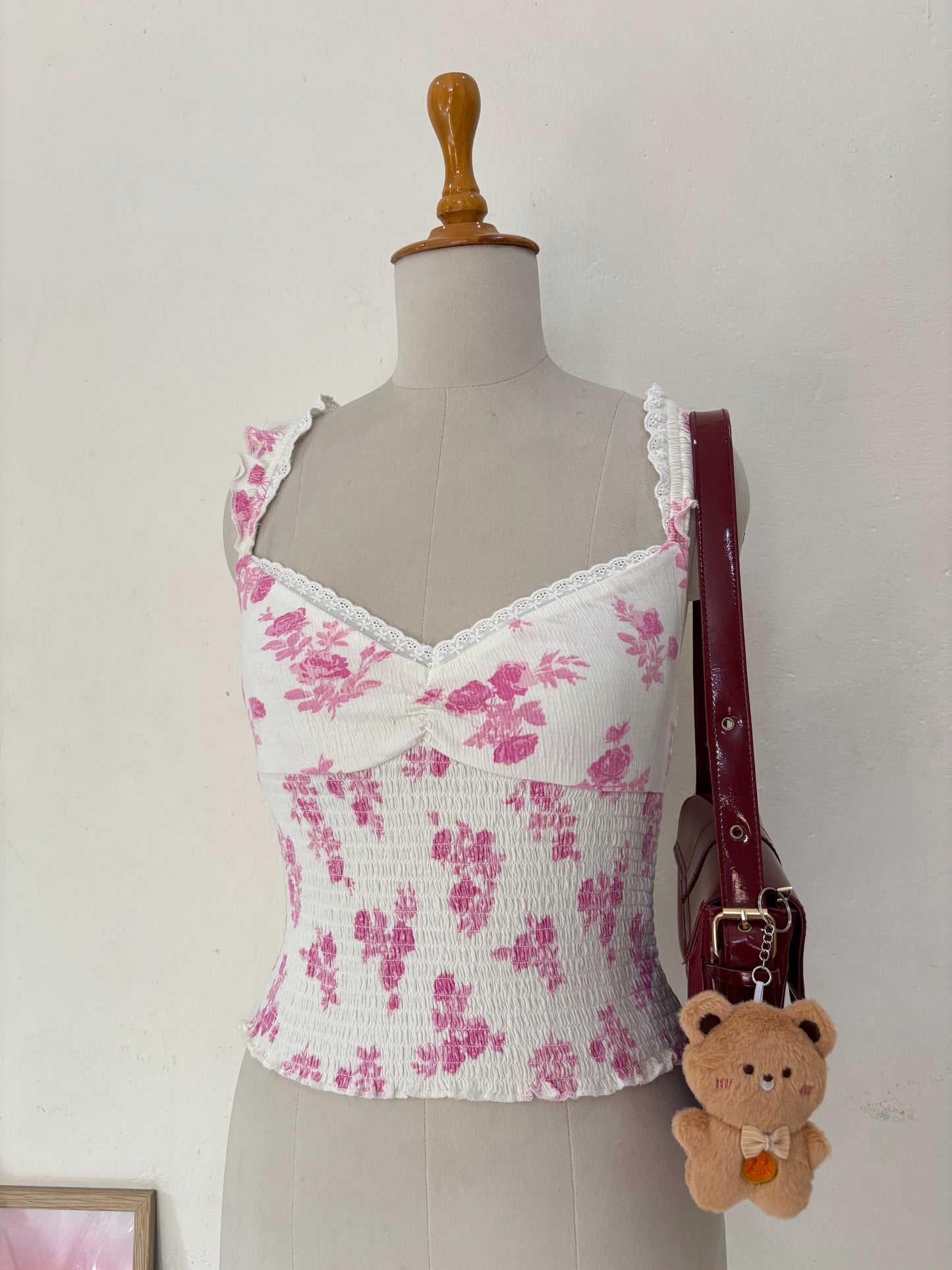 Rose floral ditsy sweetheart top
