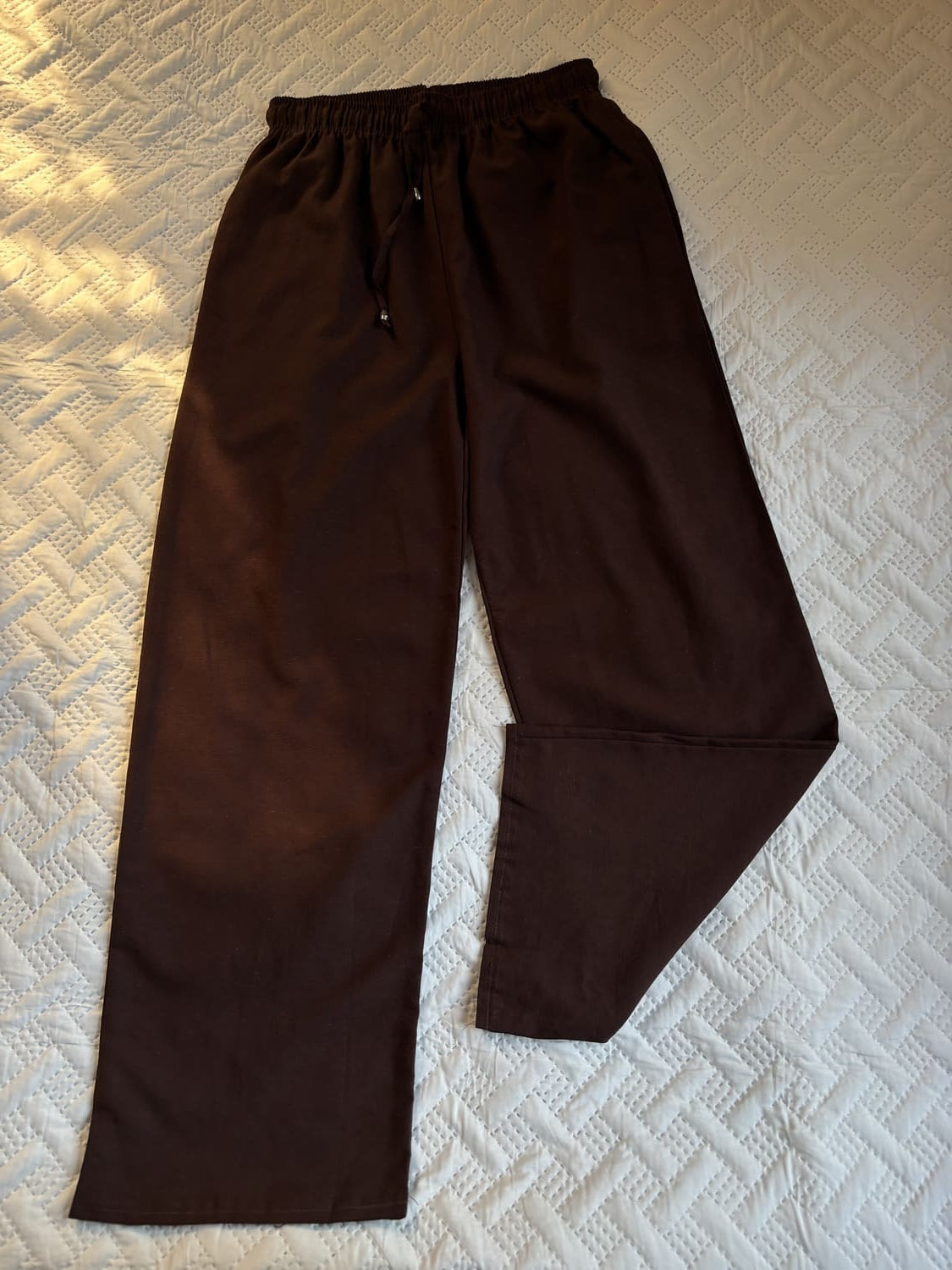 Dark brown linen blend trousers