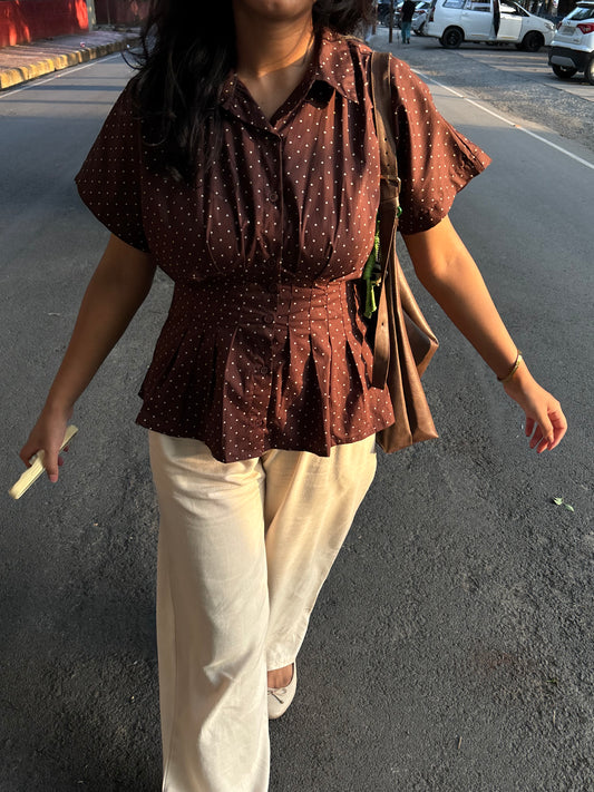 Mocha polka top☕️🥐