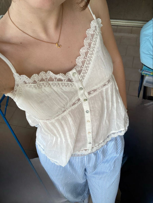 White lacey cotton cami top
