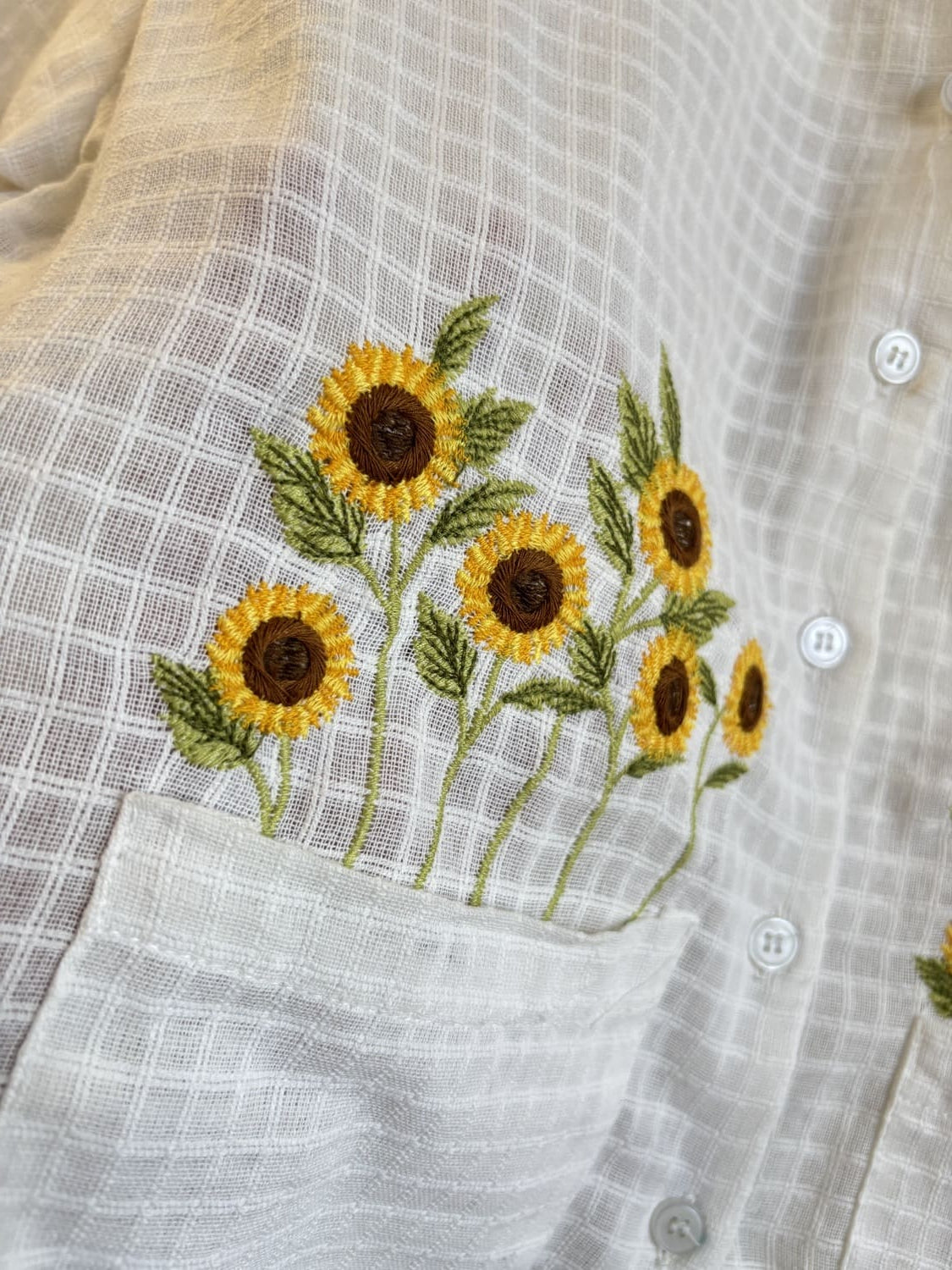 Sunflower embroidered cotton shirt