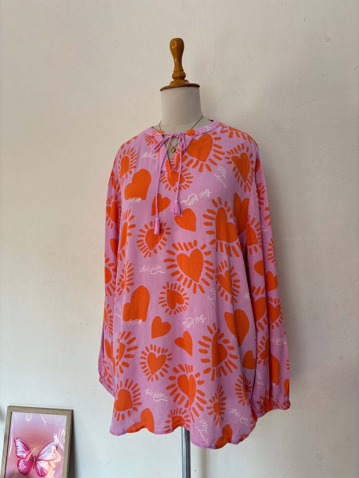 Pink orange heart cotton easy fit top
