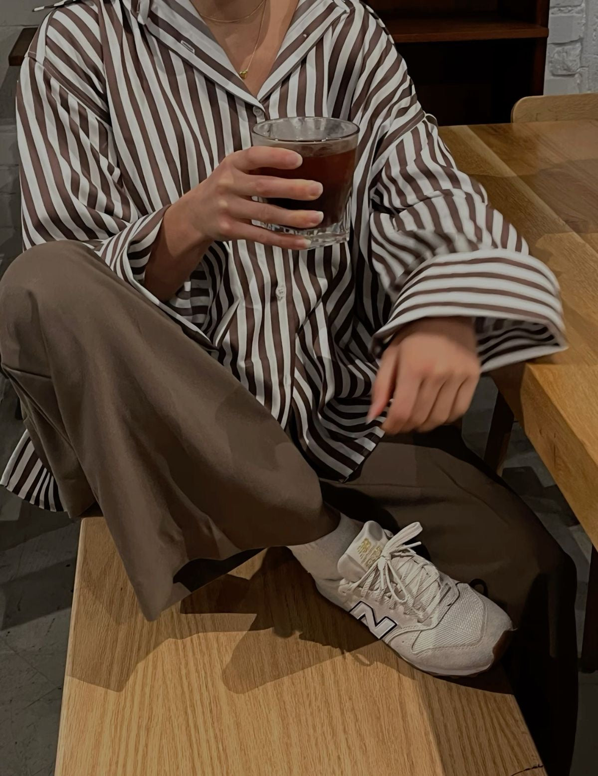Brown linen striped shirt