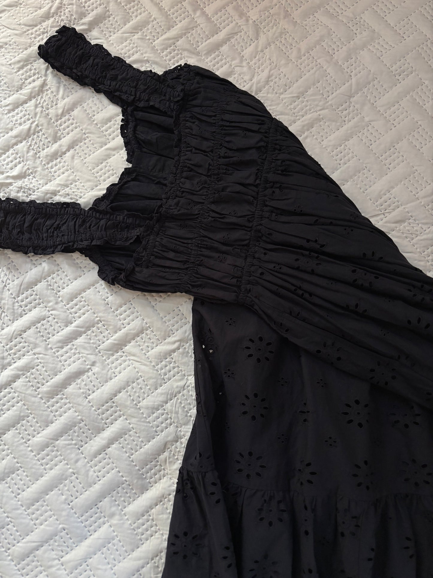 Amaya Black cotton eyelet sundress