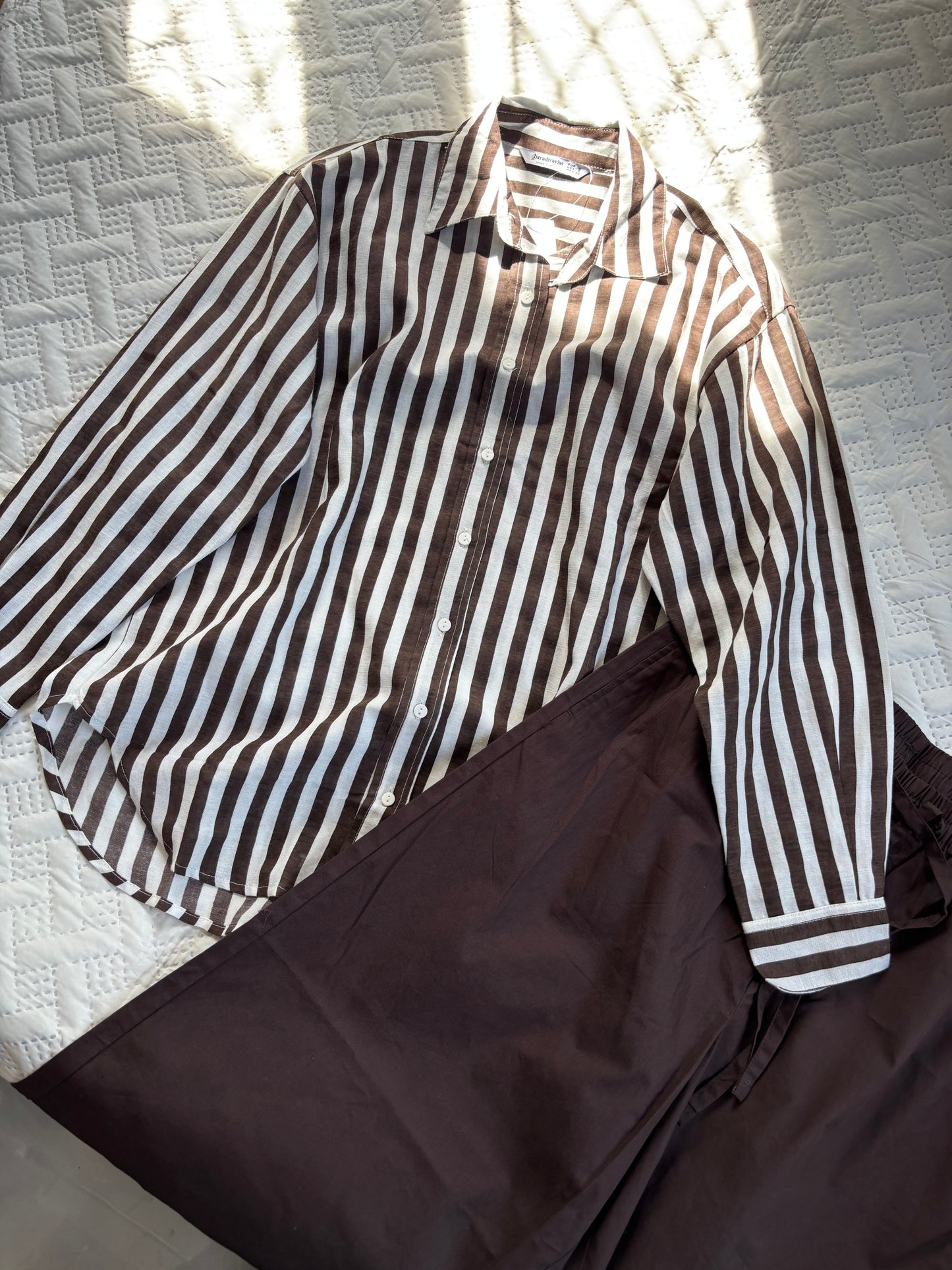 Brown linen striped shirt