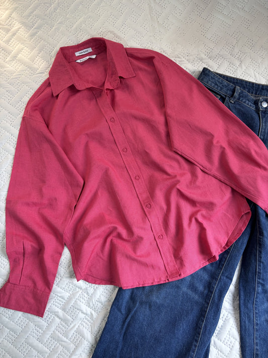 Hot pink linen shirt