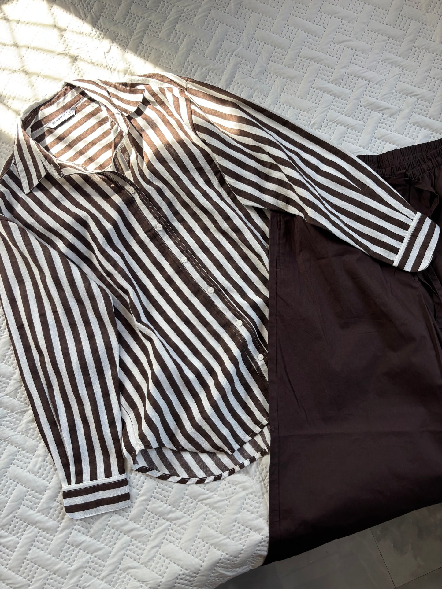 Brown linen striped shirt