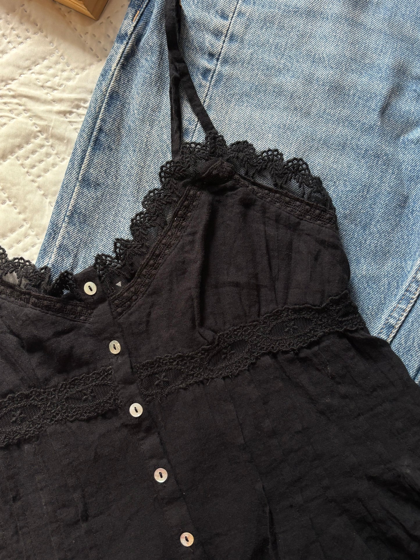 Black lace cami top