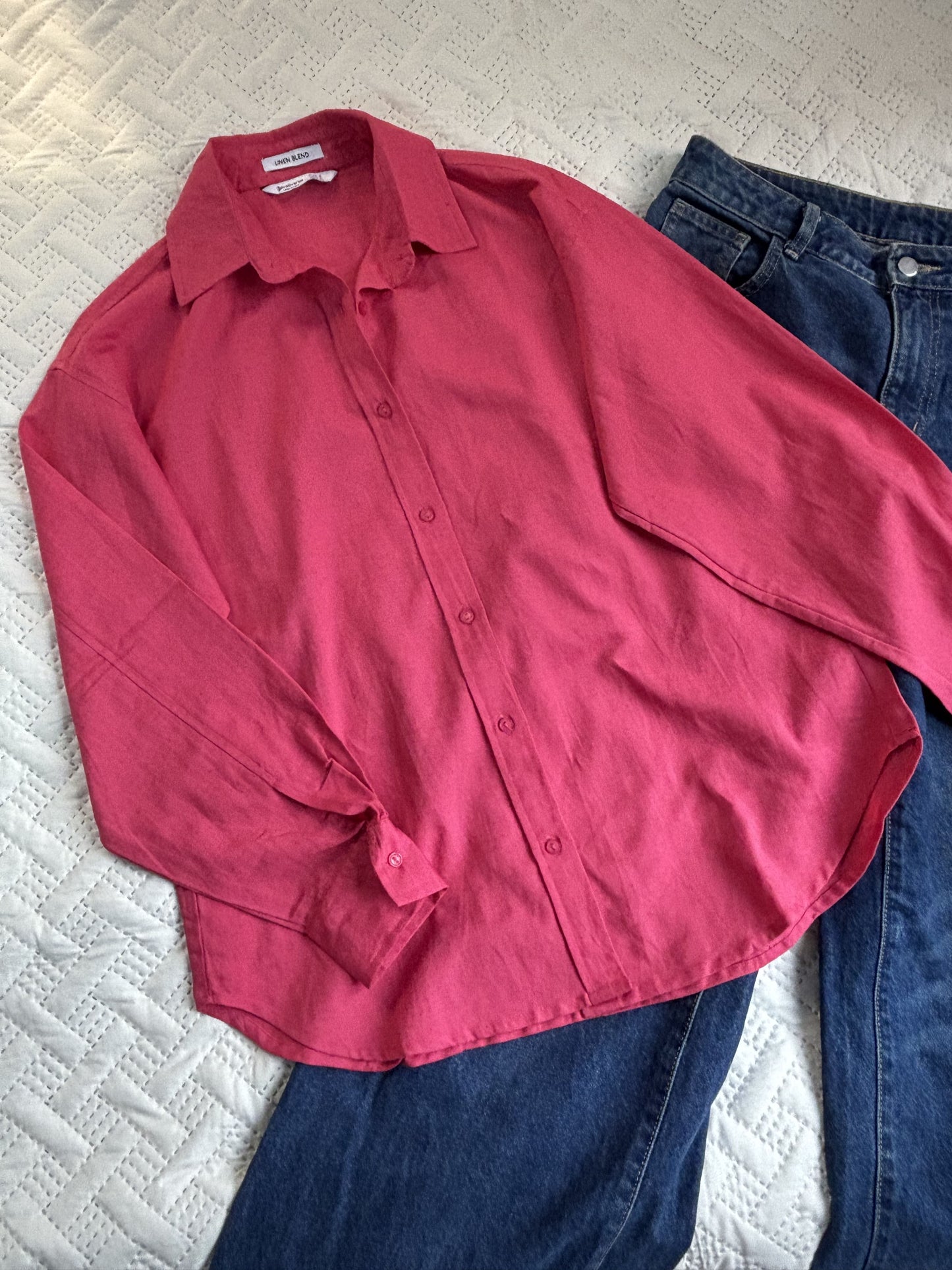 Hot pink linen shirt