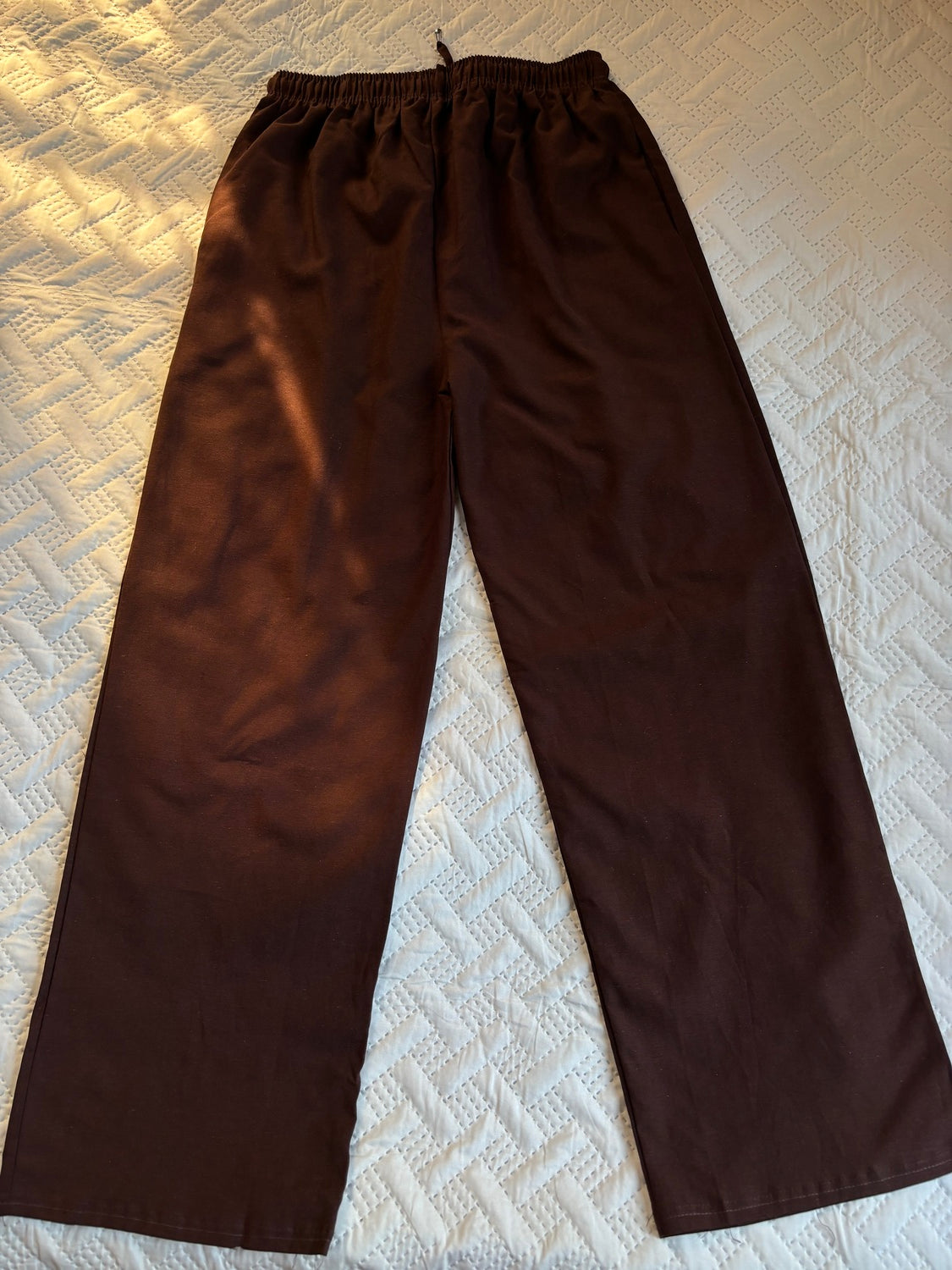 Dark brown linen blend trousers