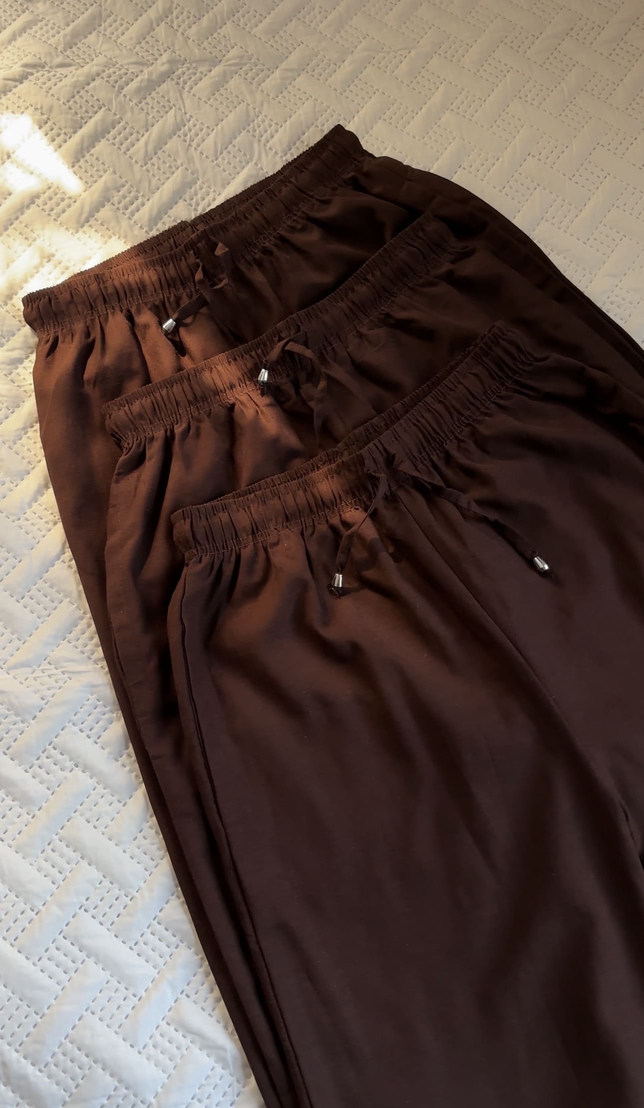 Dark brown linen blend trousers