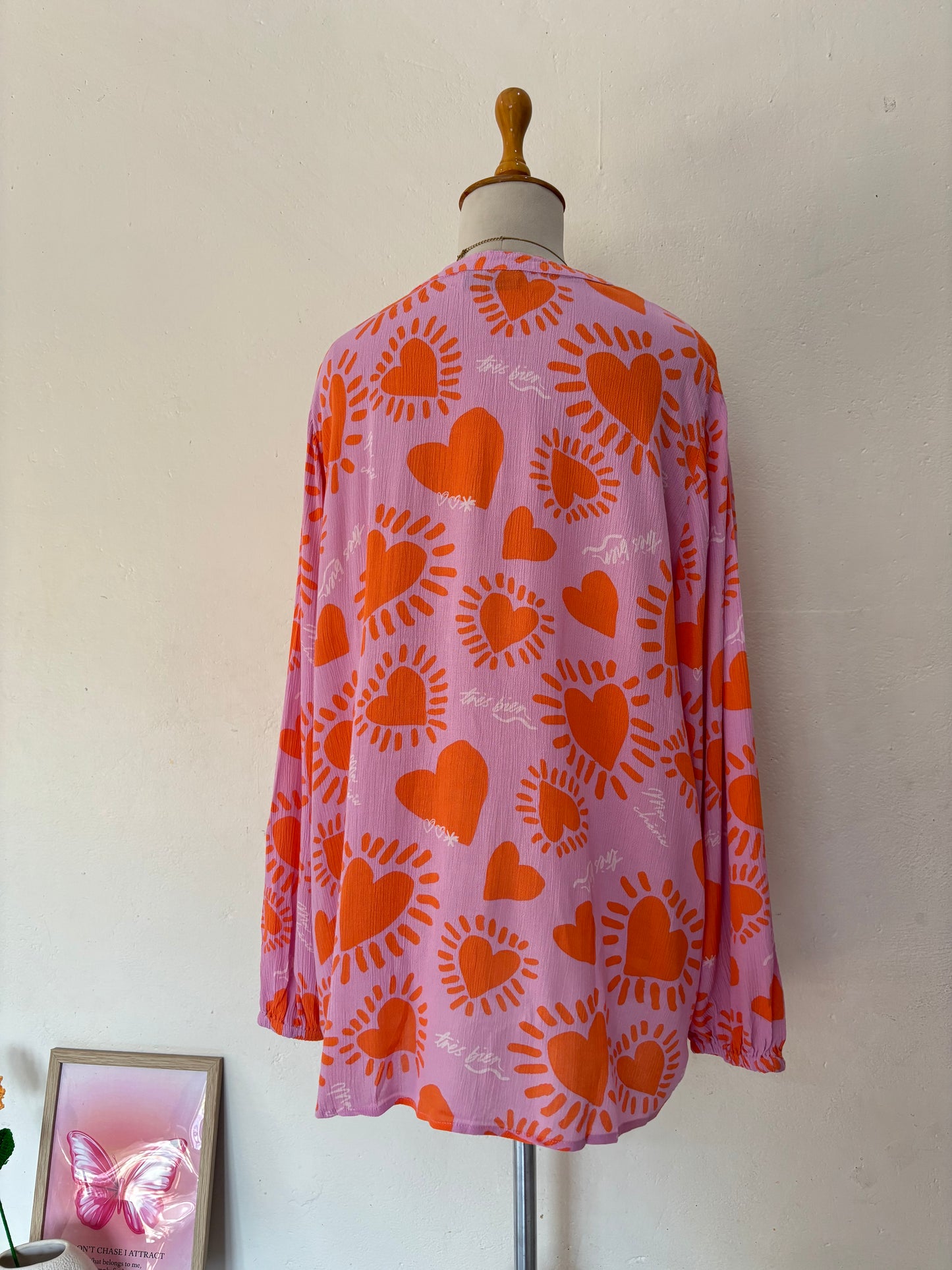 Pink orange heart cotton easy fit top