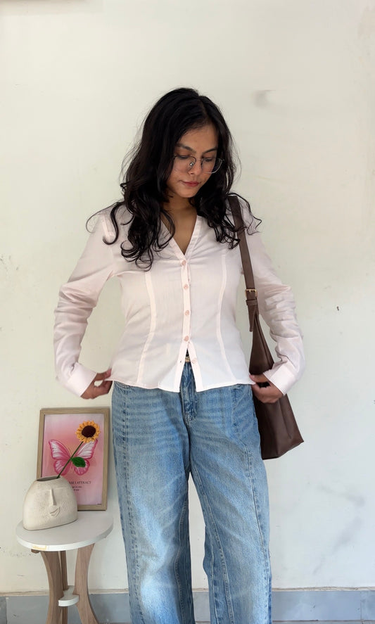 Mia Pink shirt with back ties