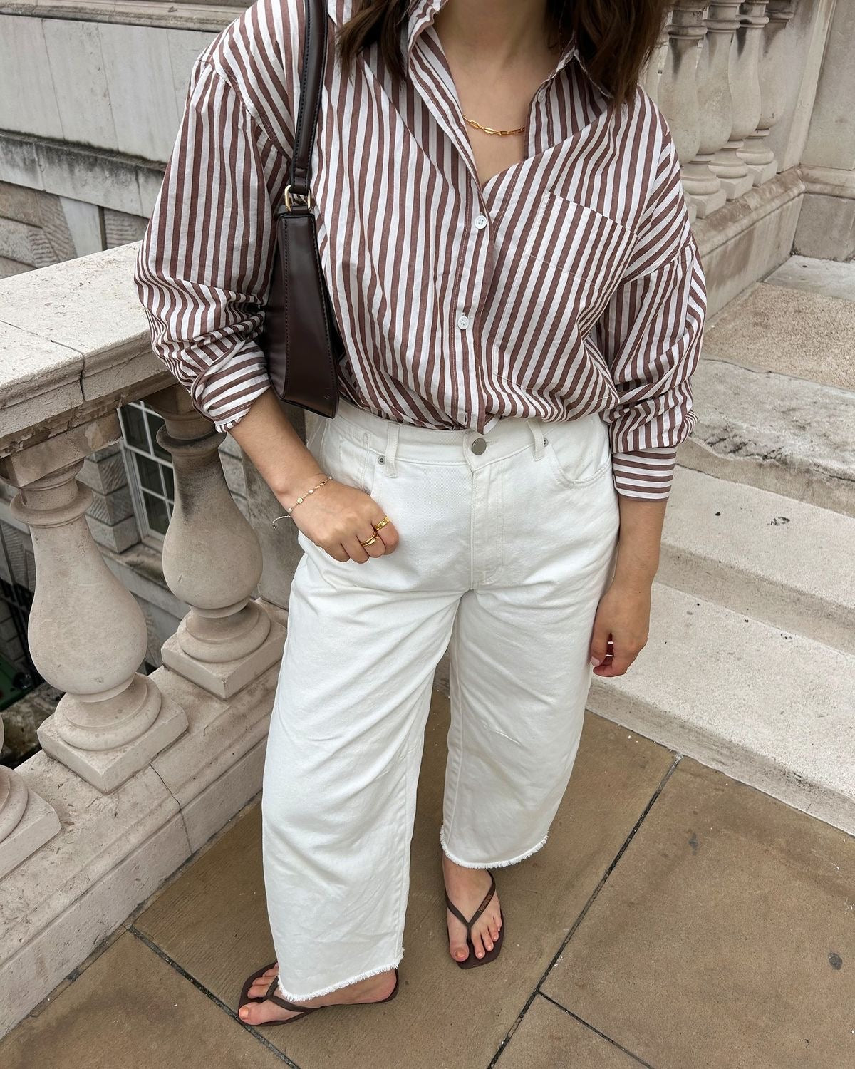 Brown linen striped shirt