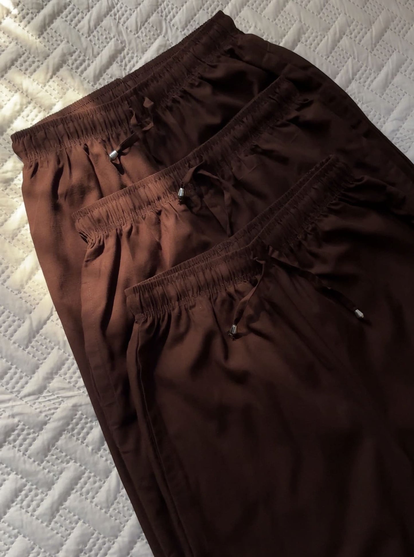 Dark brown linen blend trousers