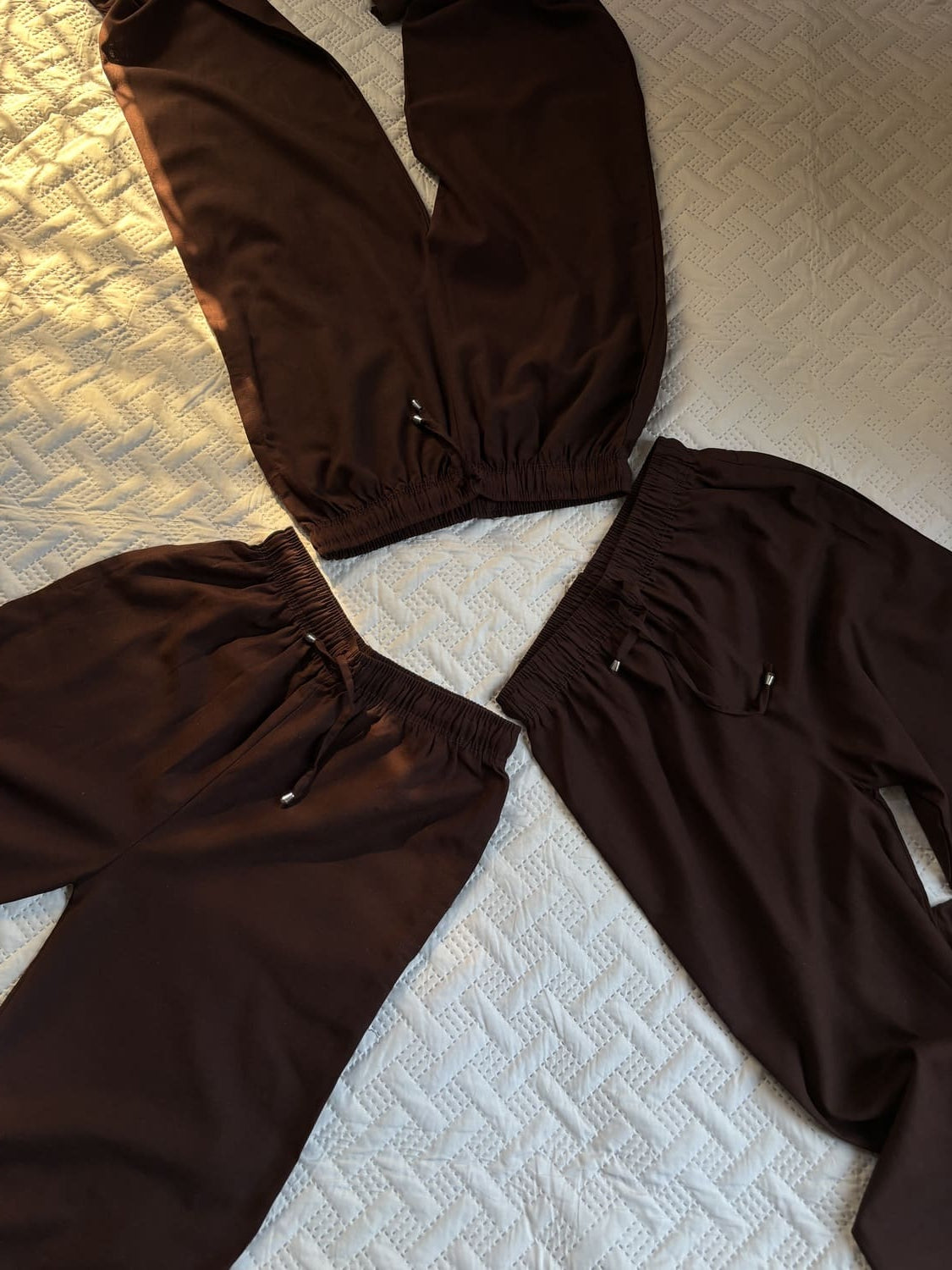Dark brown linen blend trousers