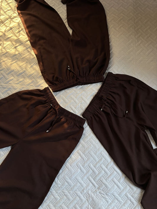 Dark brown linen blend trousers