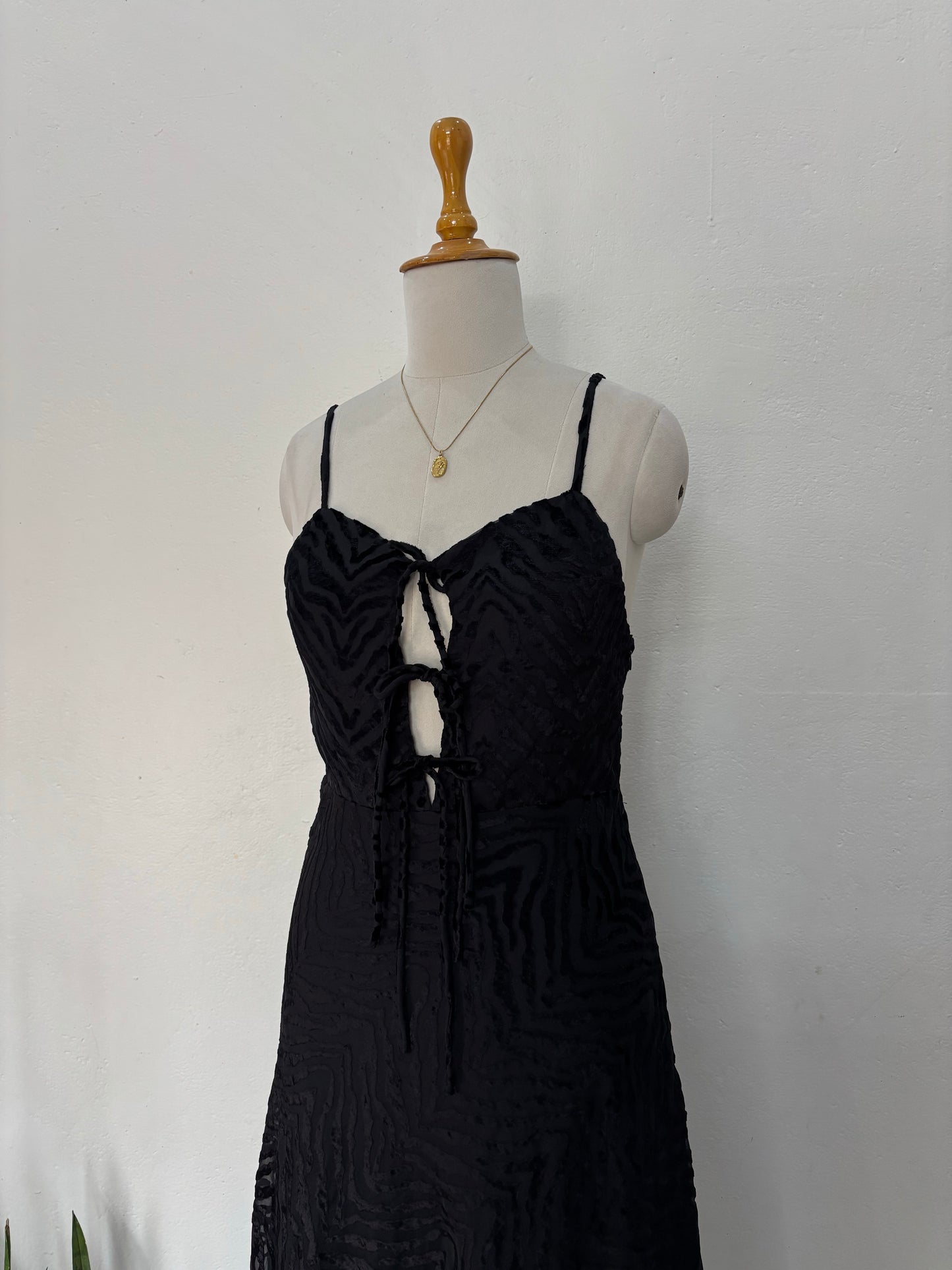 Black zebra print velvet textured dress
