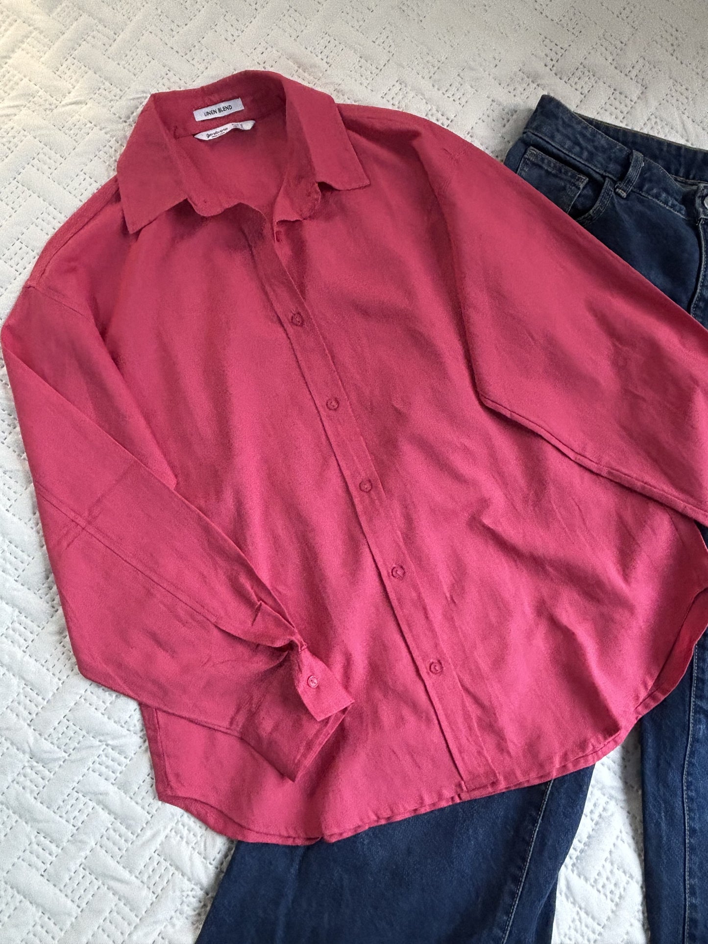 Hot pink linen shirt