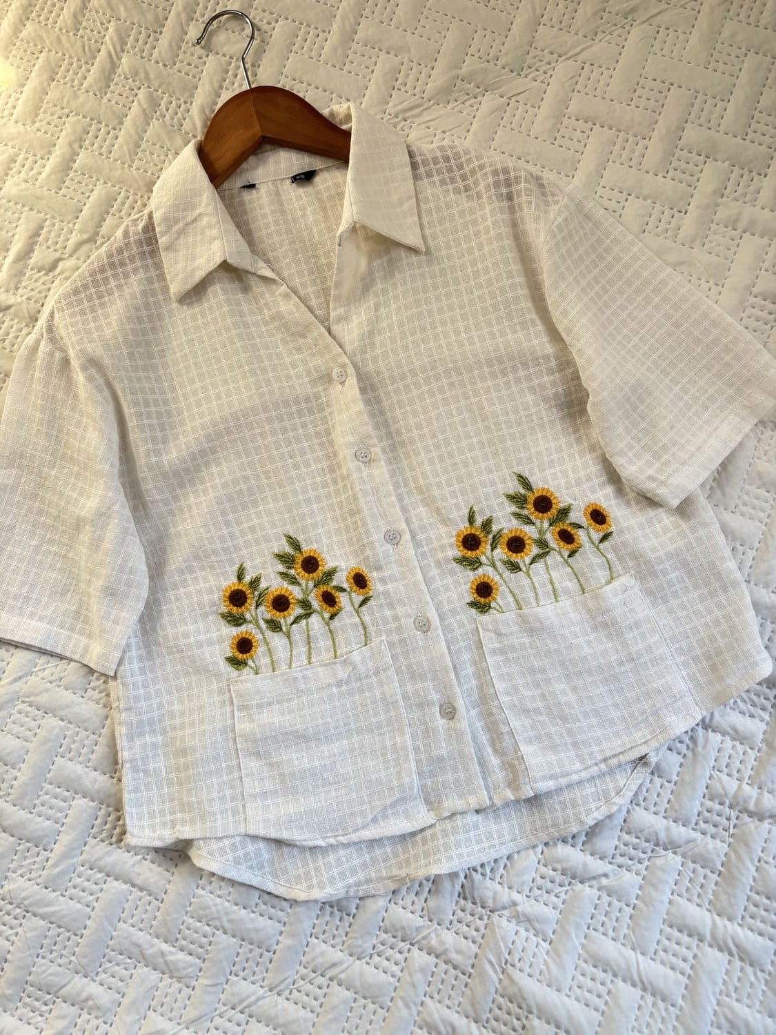 Sunflower embroidered cotton shirt