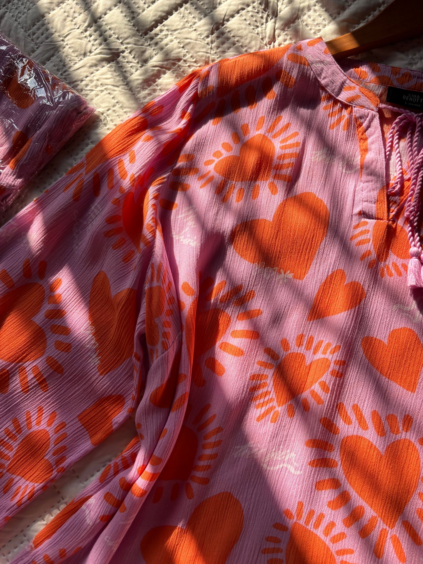 Pink orange heart cotton easy fit top