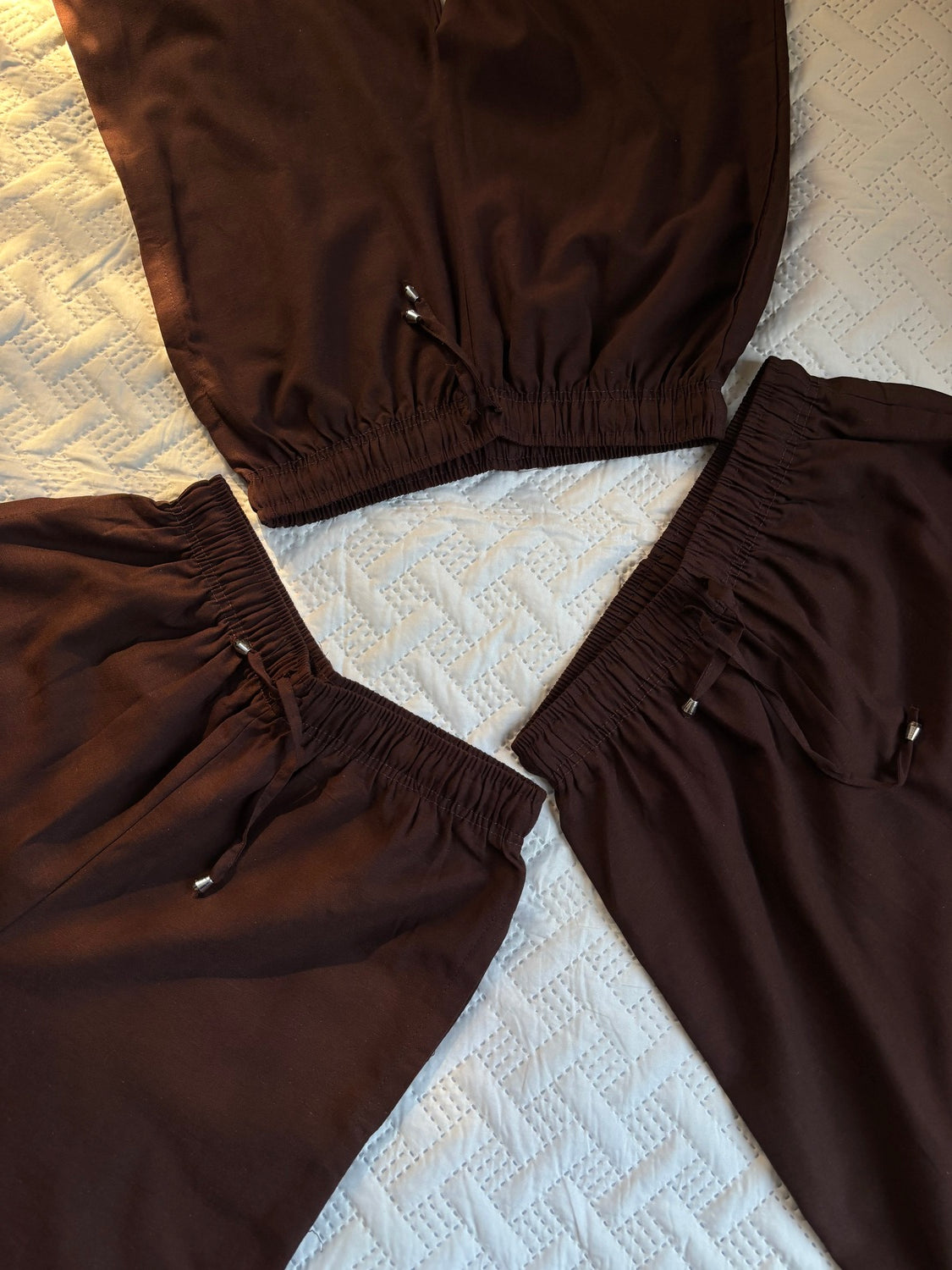 Dark brown linen blend trousers