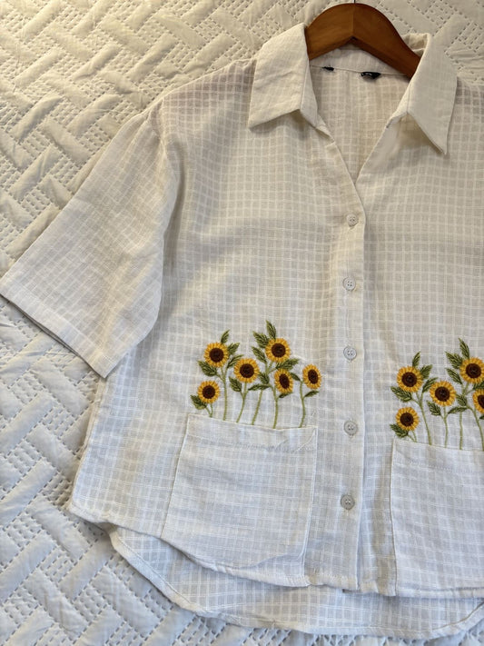 Sunflower embroidered cotton shirt