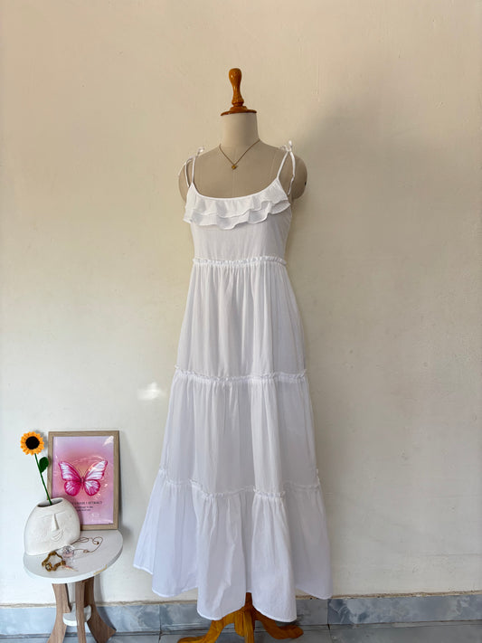 Cotton on White tiered tied up cotton maxi