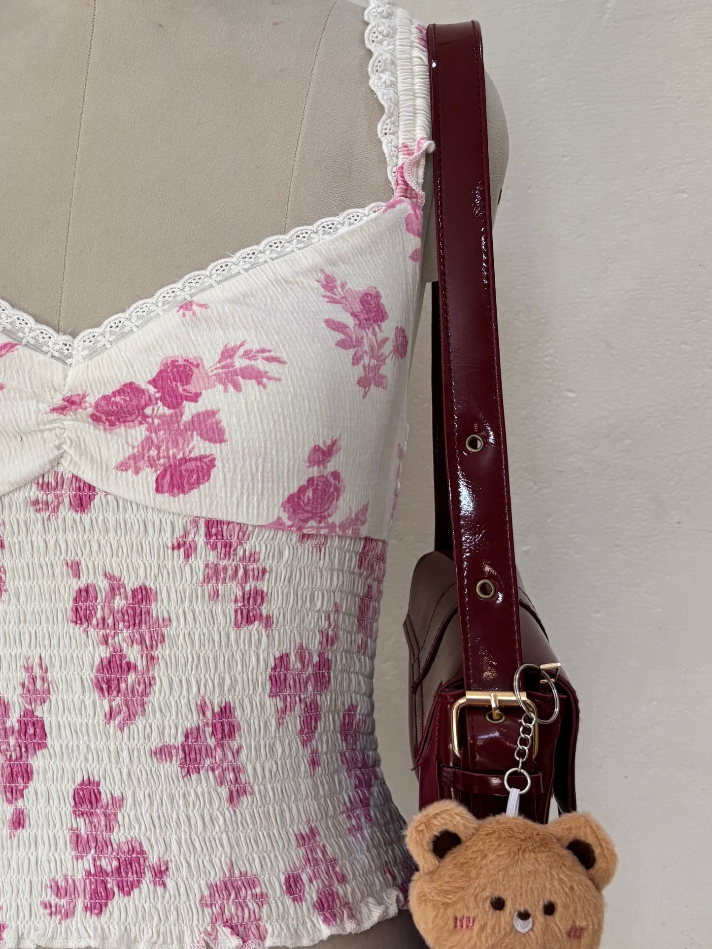 Rose floral ditsy sweetheart top