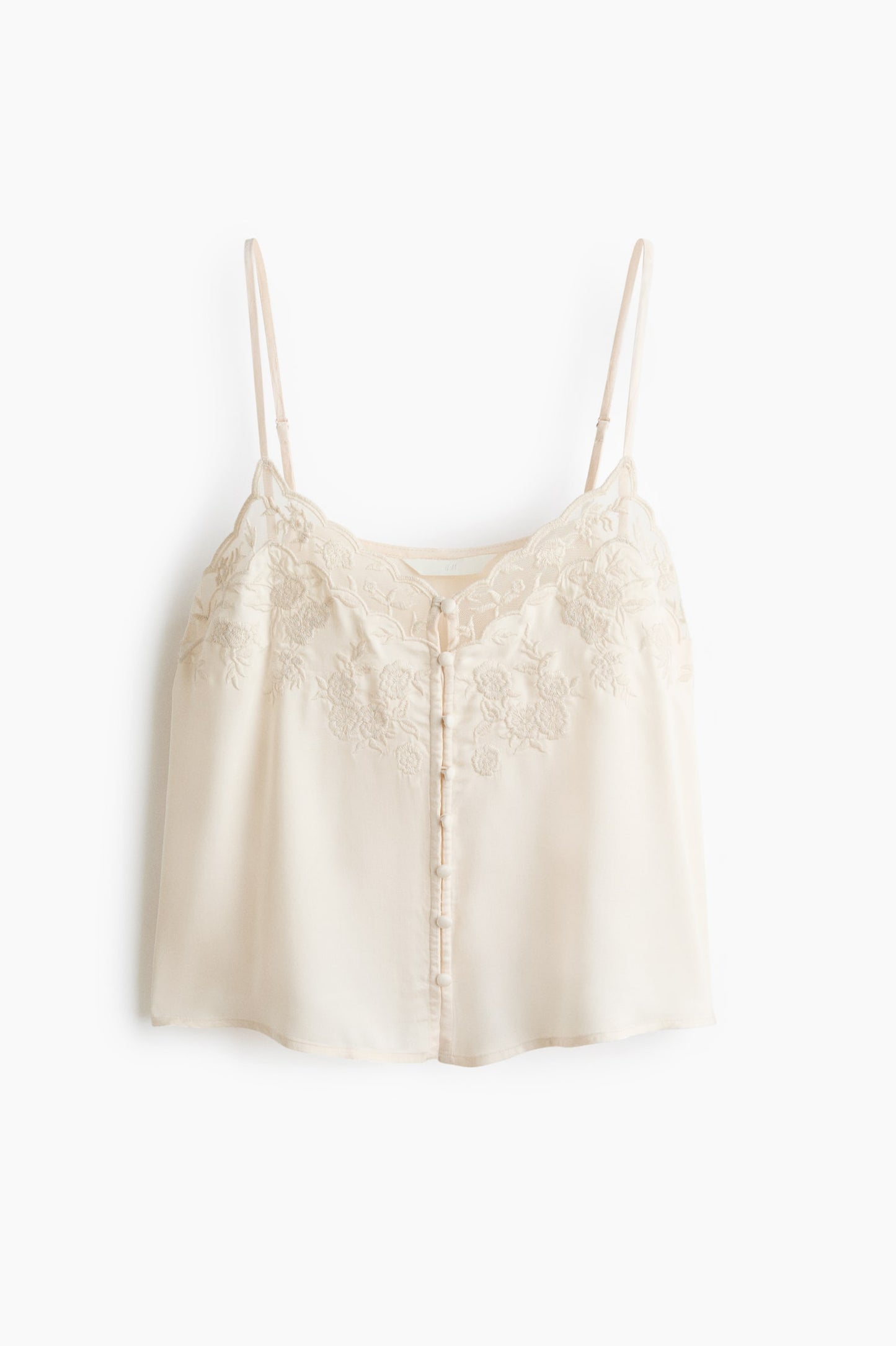 Beige embroidered lacey slip top