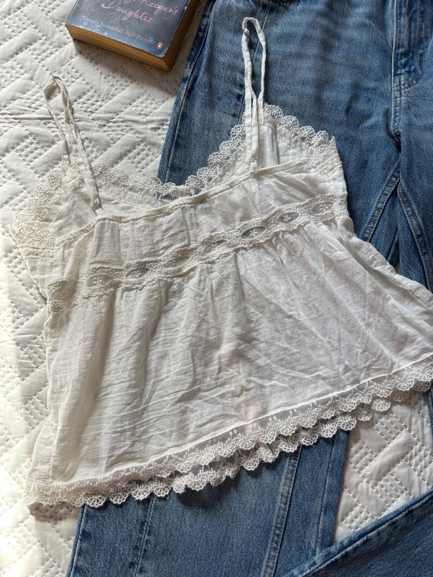 White lacey cotton cami top